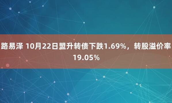 路易泽 10月22日盟升转债下跌1.69%，转股溢价率19.05%