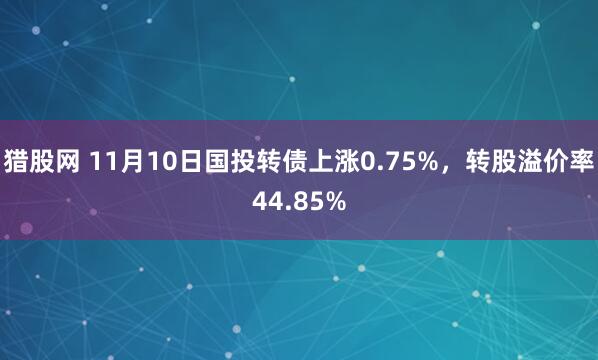 猎股网 11月10日国投转债上涨0.75%，转股溢价率44.85%